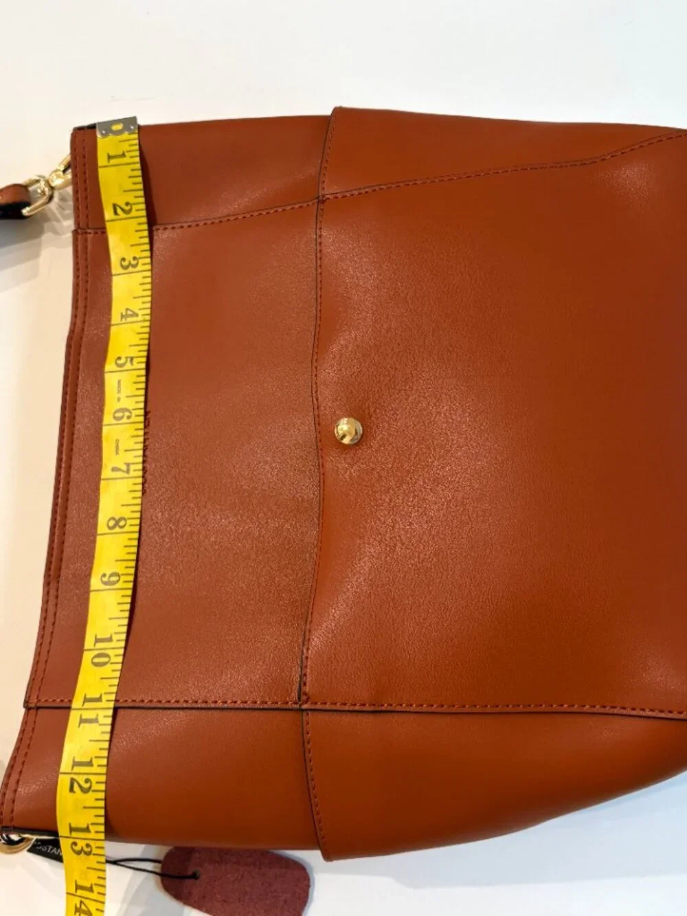 BOSTANTEN Genuine Leather Hobo Bucket Shoulder Bag Cognac Brown Gold Hardware